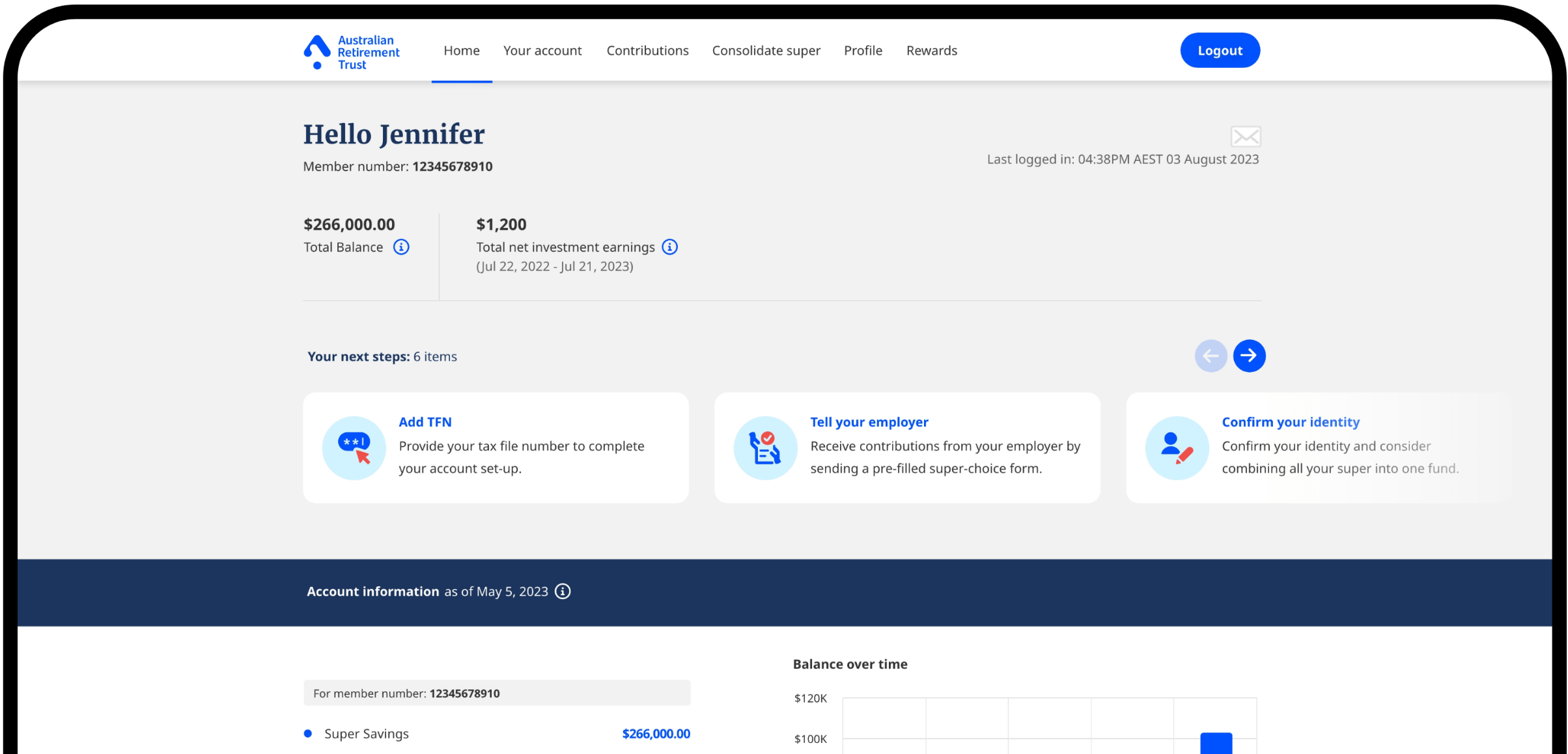 Member online dashboard
