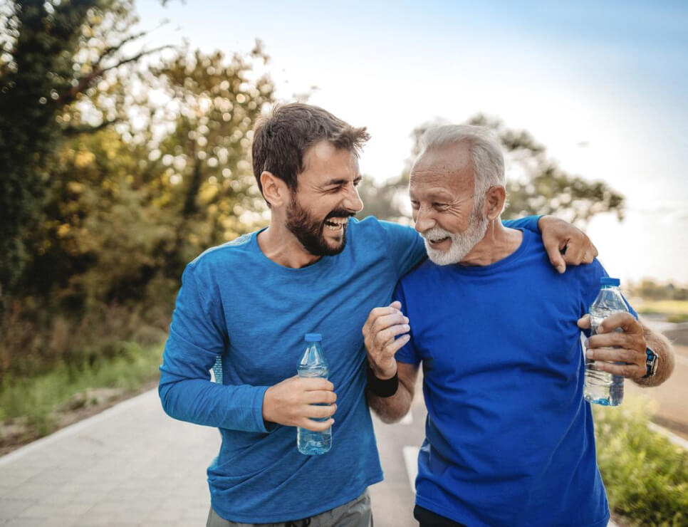Dad and son jogging
