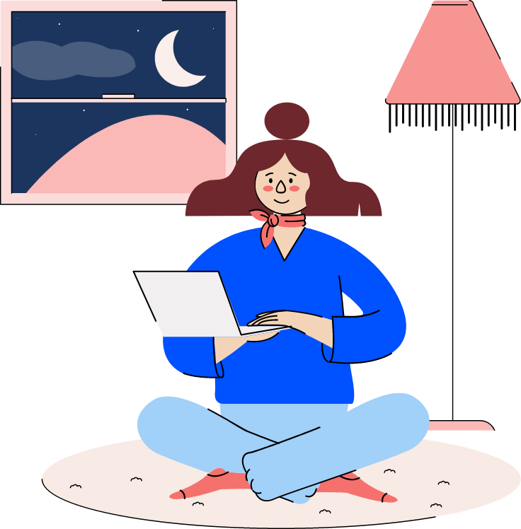 Illustration of couple on laptop