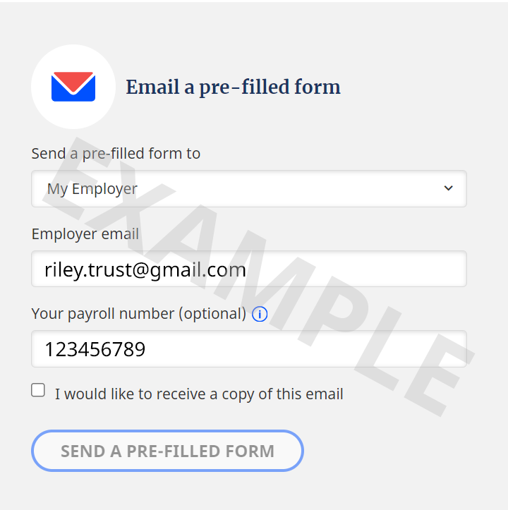 Screenshot of a pre-filled ART Superannuation Standard Choice Form