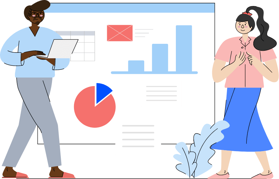 Illustration of two people presenting